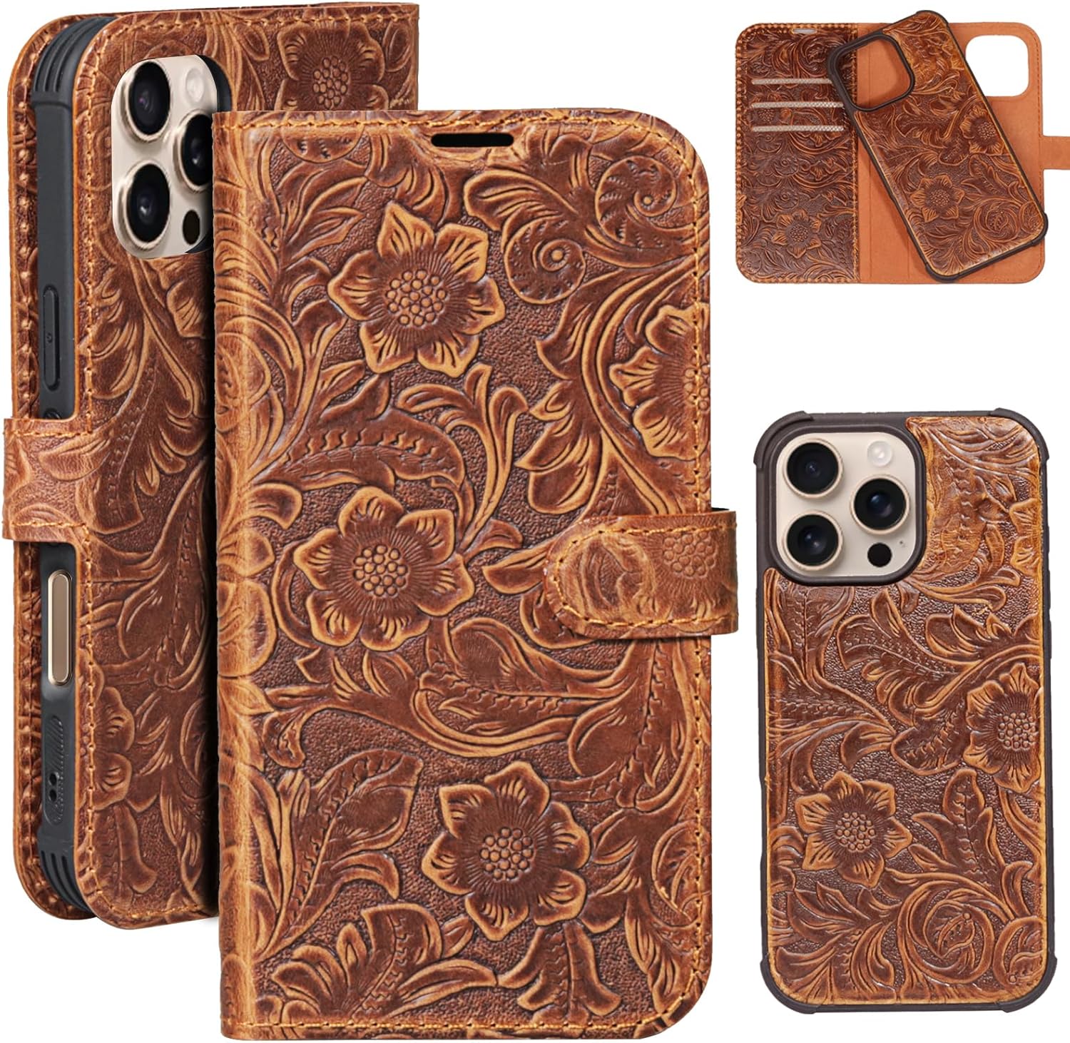 Leather Case Compatible with iPhone 14 Pro - 2-in-1 Wallet