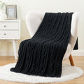 Battilo Black Throw Blanket for Couch - Soft Chenille Throw