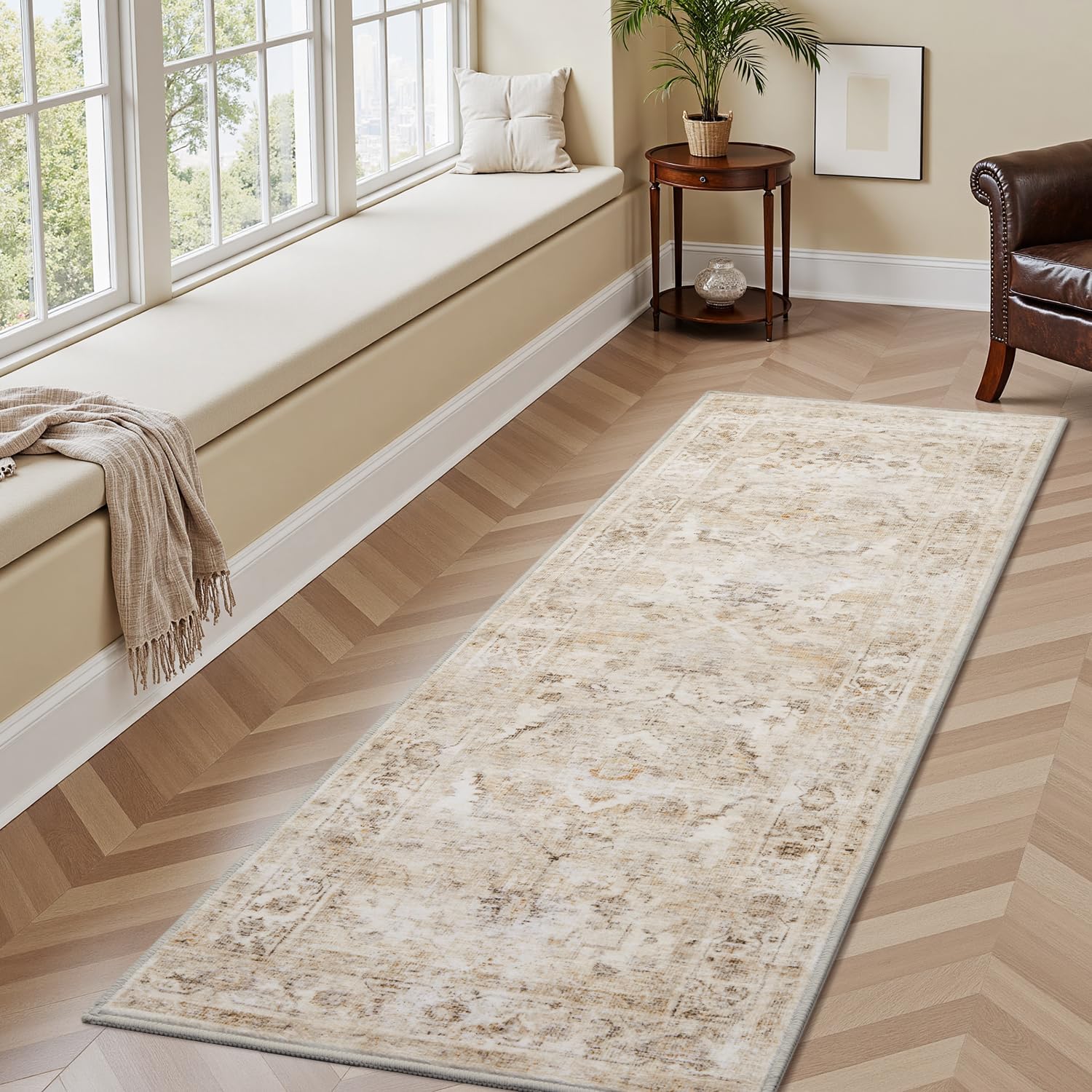 AMOAMI 2X6 Runner Rug - Soft Non Slip Vintage Hallway Rug