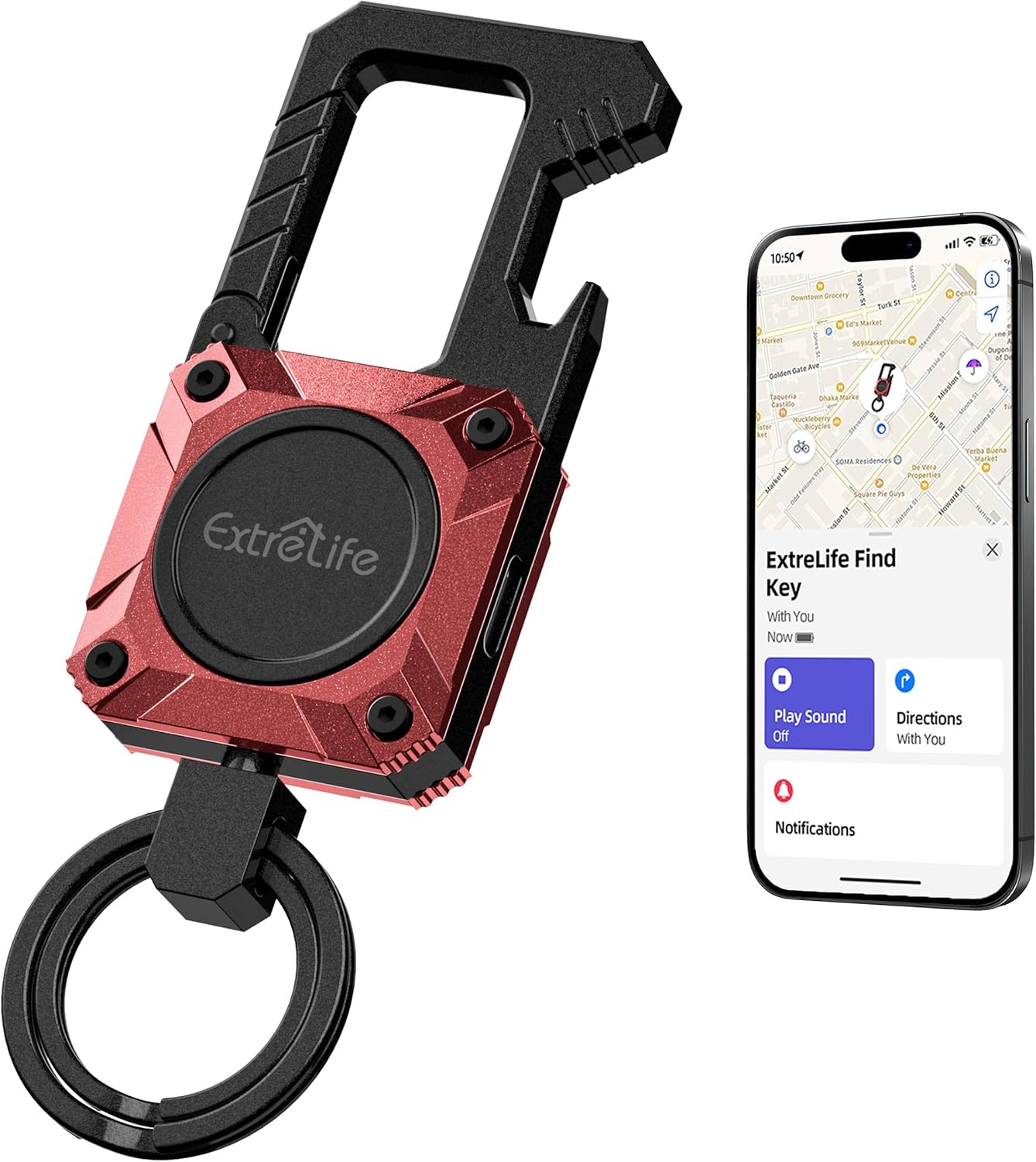 Keychain with Apple Find My Compatibility and Bottle Opener