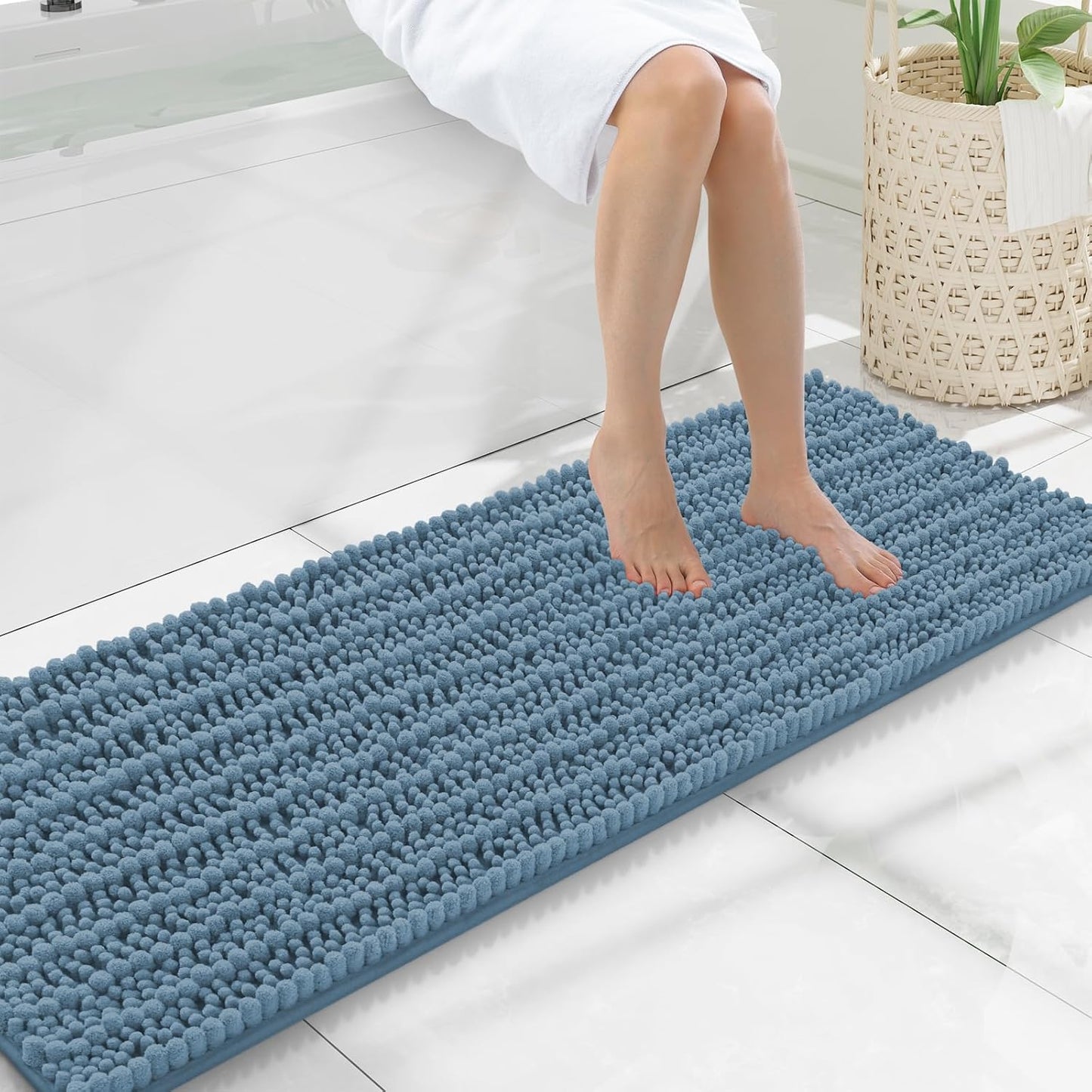 Smiry Bathroom Rugs Mat 47x17, Soft Chenille Non-Slip Mats