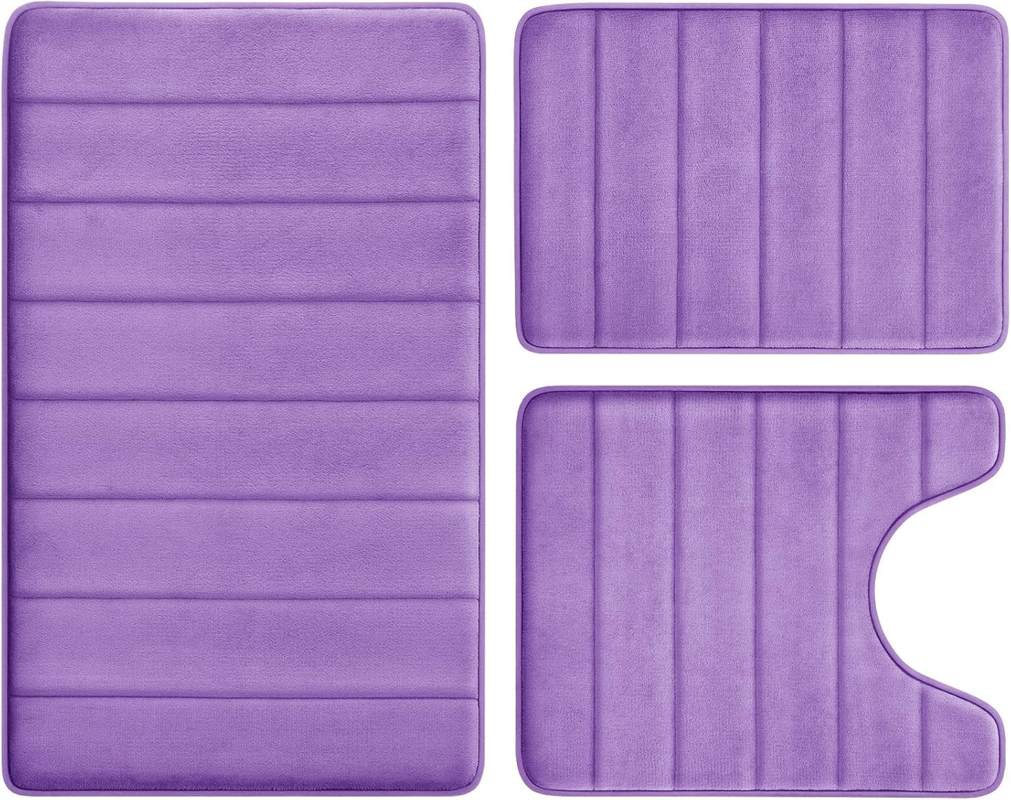 BYSURE Lavender Memory Foam Bathroom Rug Set for Comfort