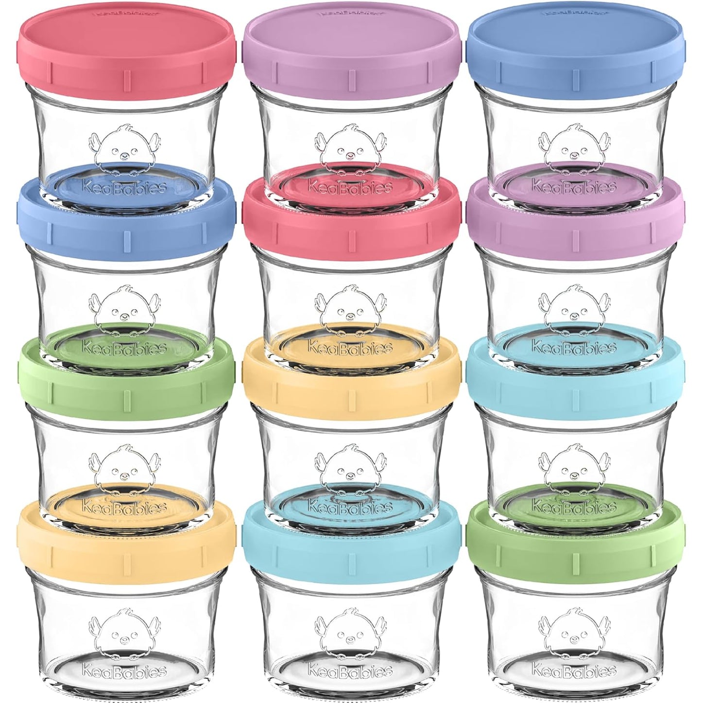 12pk Leak-Proof Glass Baby Food Jars - BPA-Free Snack Storage