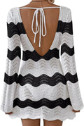 Womens Swimsuit Cover Up Long Sleeve Crochet Mesh (Style B22N)