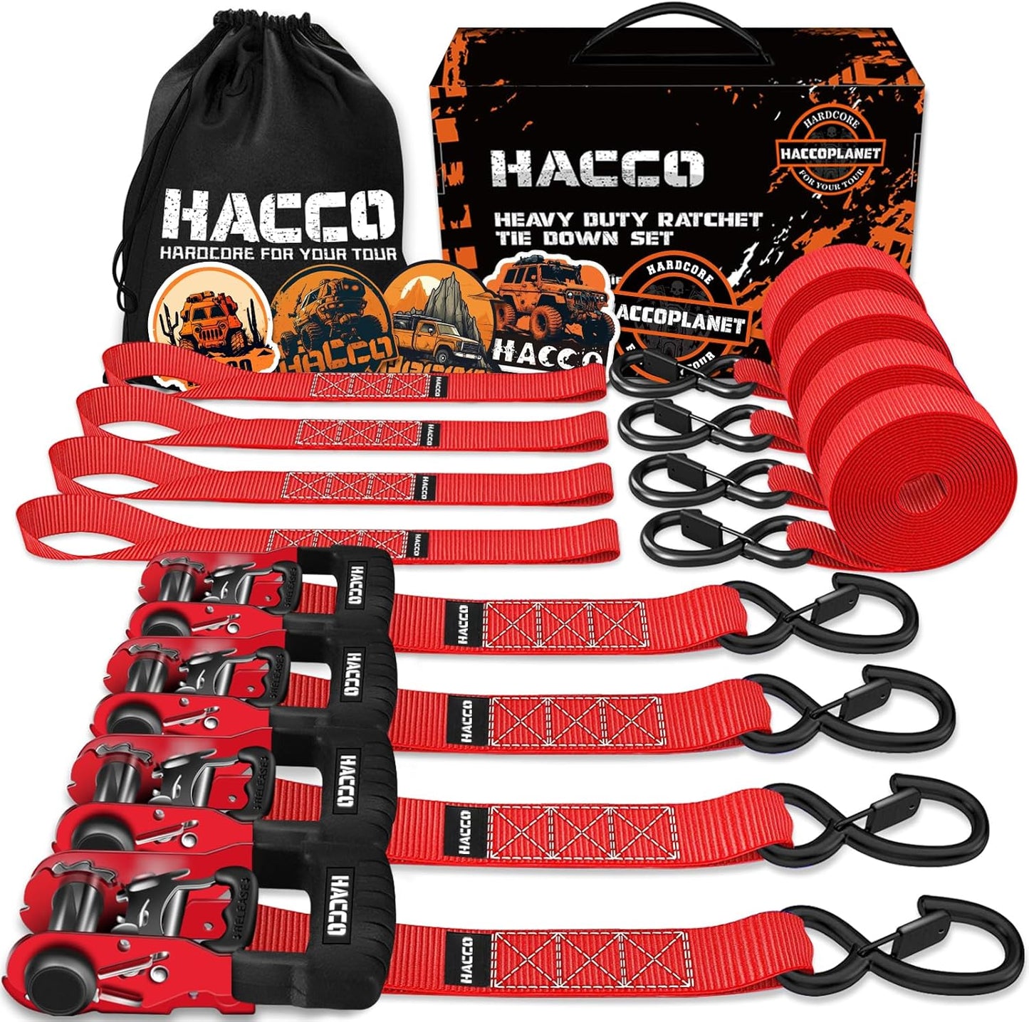 Heavy Duty Ratchet Straps with 5280lb Strength for Cargo