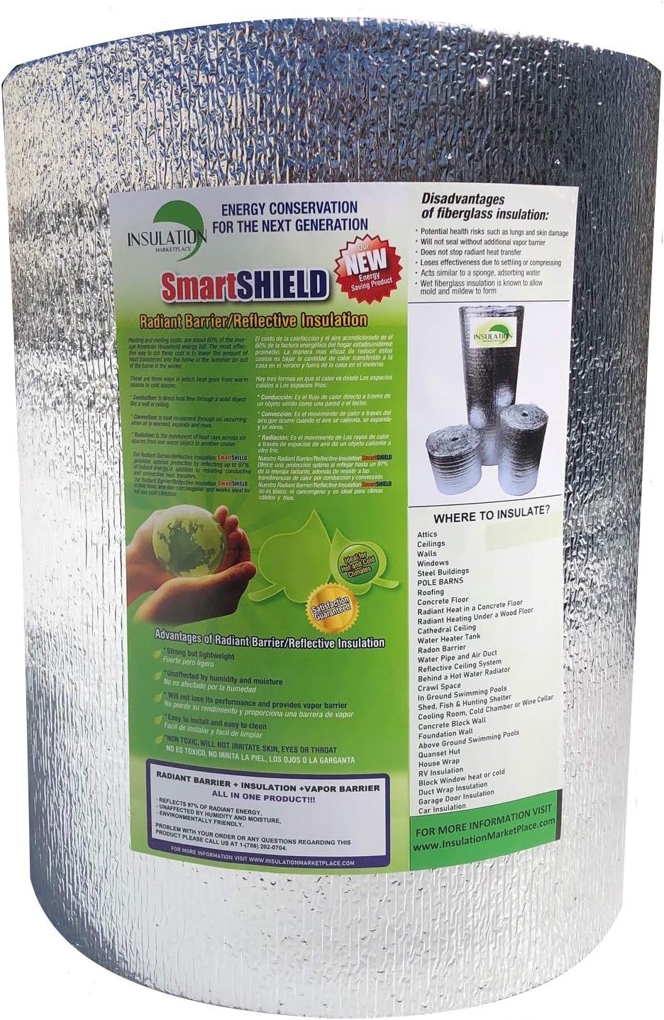 SmartSHIELD 72in x 50ft Reflective Insulation Roll for Home Use