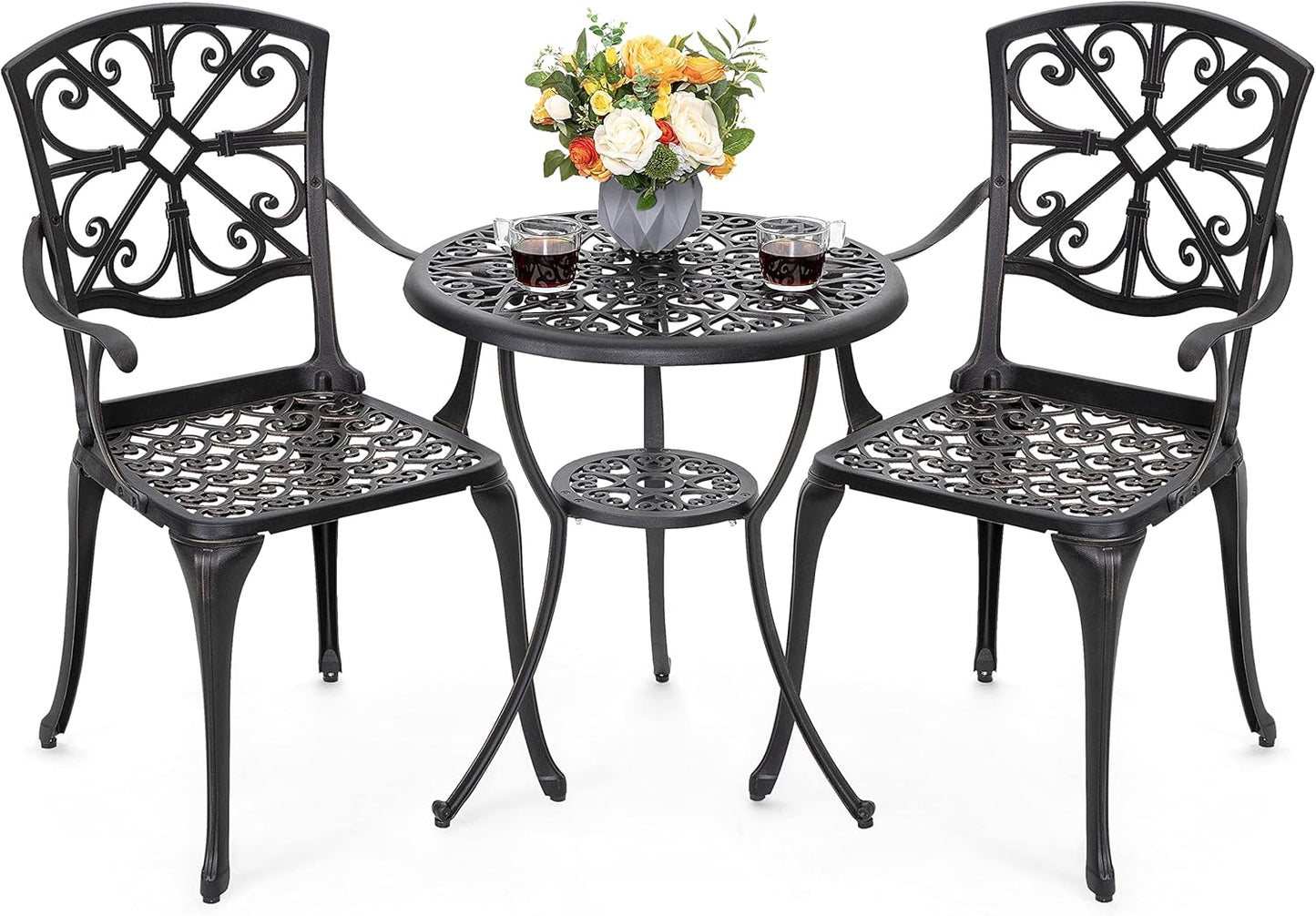 NUU GARDEN 3 Piece Outdoor Bistro Set for Patio and Balcony