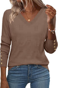 Zeagoo Womens V Neck Ribbed Knit Pullover Sweater - Lightweight Style