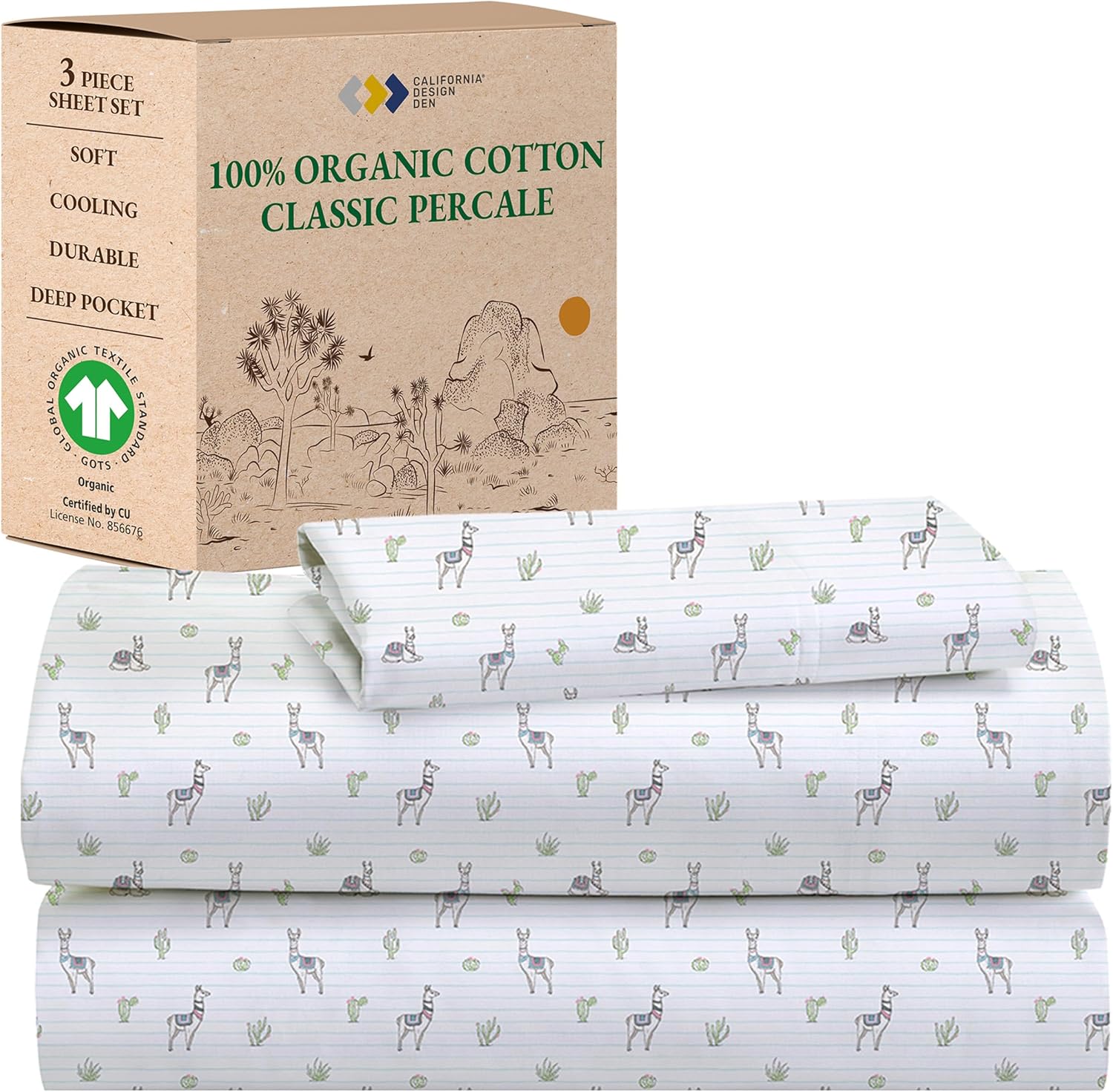 California Design Den Llama Printed Twin XL Sheet Set for Comfort