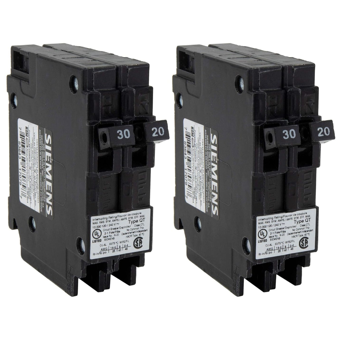 RecPro RV Circuit Breaker Q3020 | 30/20 Amp Twin Single-Pole