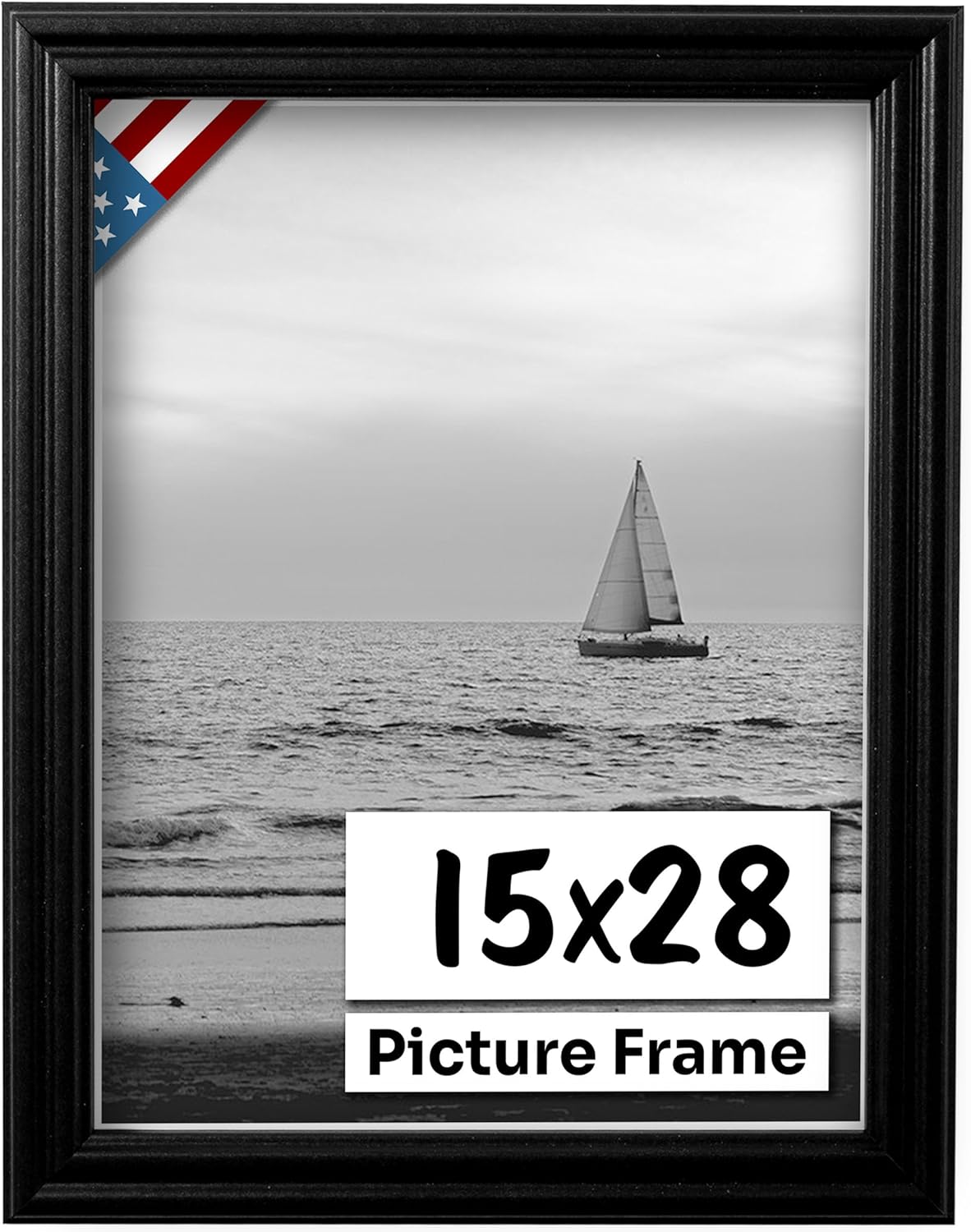Black 15x28 Picture Frame - Handmade Solid Wood Wall Decor