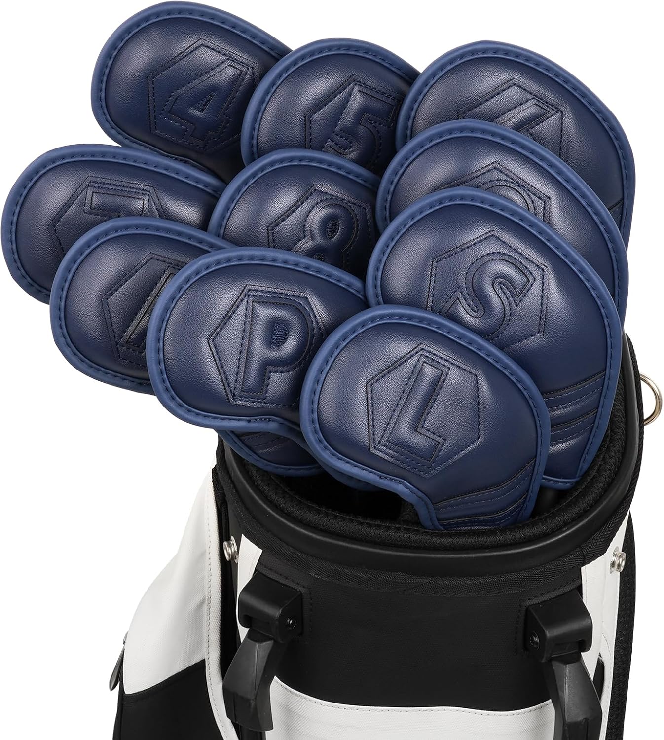 Magnetic Golf Iron Covers Set - 10 Pcs PU Leather Headcovers