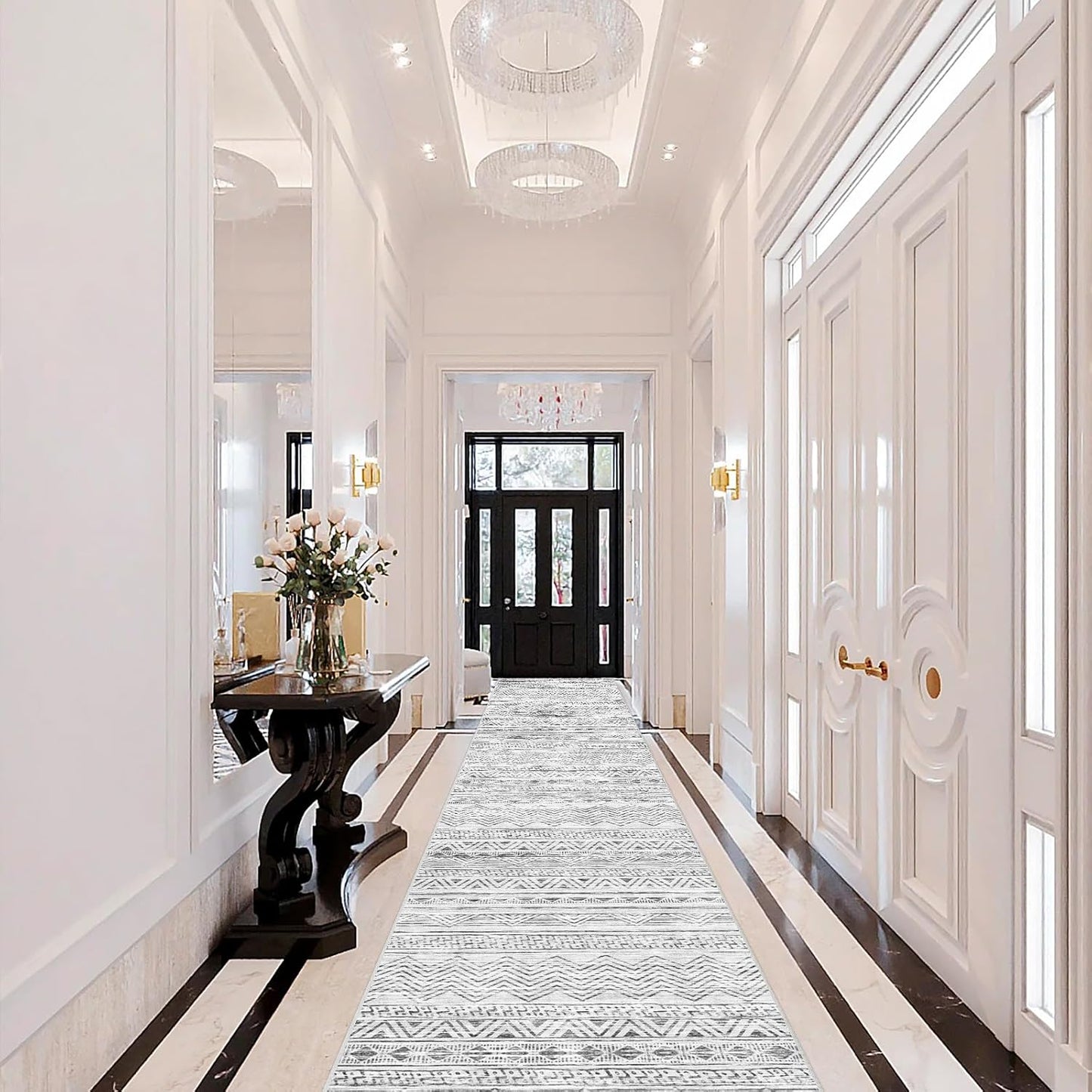 Washable Moroccan Hallway Runner Rug 2ft 6in'x16ft for Home