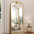 Antique Full Length Mirror 21in x 56in Gleaming Gold Arched Mirror