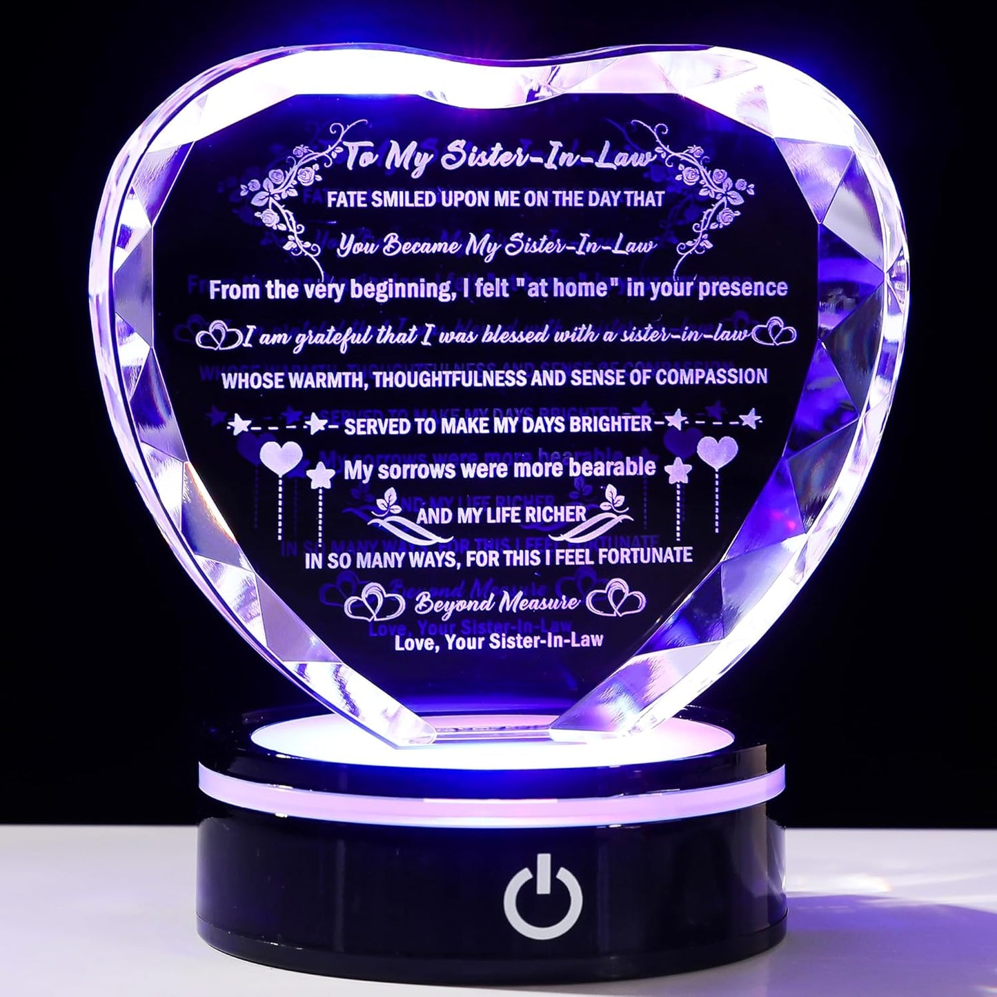 Unique Heart Crystal Keepsake for Sister in Law Birthday Gifts