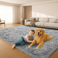 6x9 Rug for Living Room and Bedroom - Plush Fluffy Gray Rug