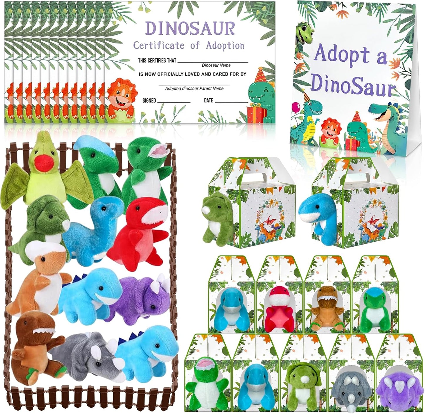 Adopt a Dinosaur Pet Party Favors Set with Plush Toys and More