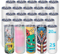 25 Pack 20oz Sublimation Tumbler Blanks Skinny Straight - Bulk
