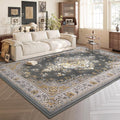 HOMORE Area Rug 4x6 Vintage Floral Dark Grey - Soft, Washable Accent