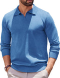 COOFANDY Long Sleeve Polo Sweater for Men - Lightweight Ribbed Knit as