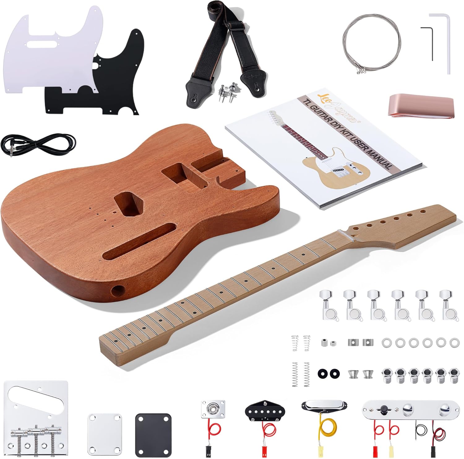 DIY TL Style Electric Guitar Kit with Mahogany Body and Maple Neck