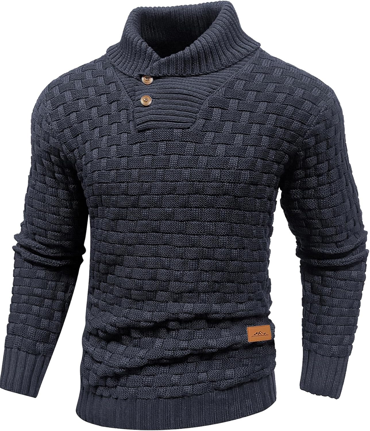 Mens Casual Pullover Turtleneck Cable Knit Sweater for Fall