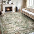 Area Rug 6x9 Vintage Soft Green Rug for Living Room - Non Slip