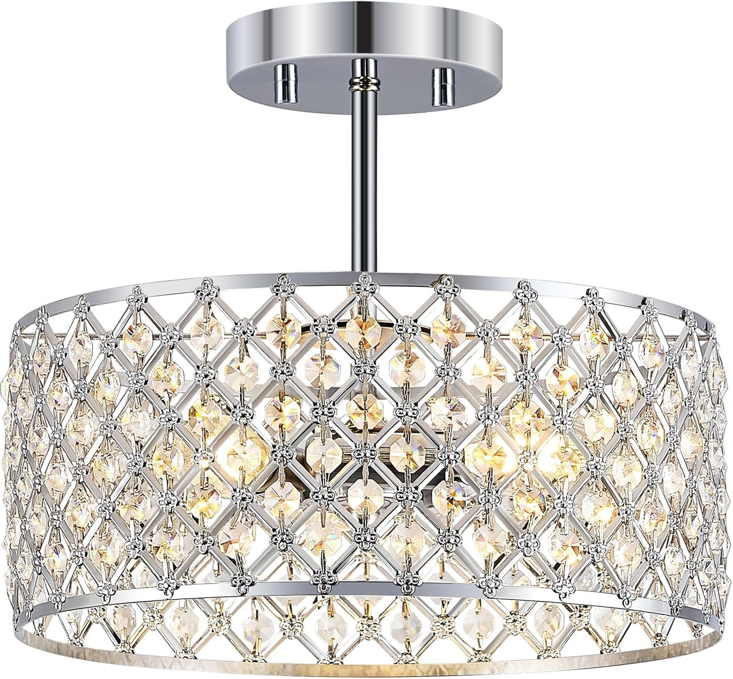 Chrome Crystal Ceiling Light Fixture for Modern Home Decor