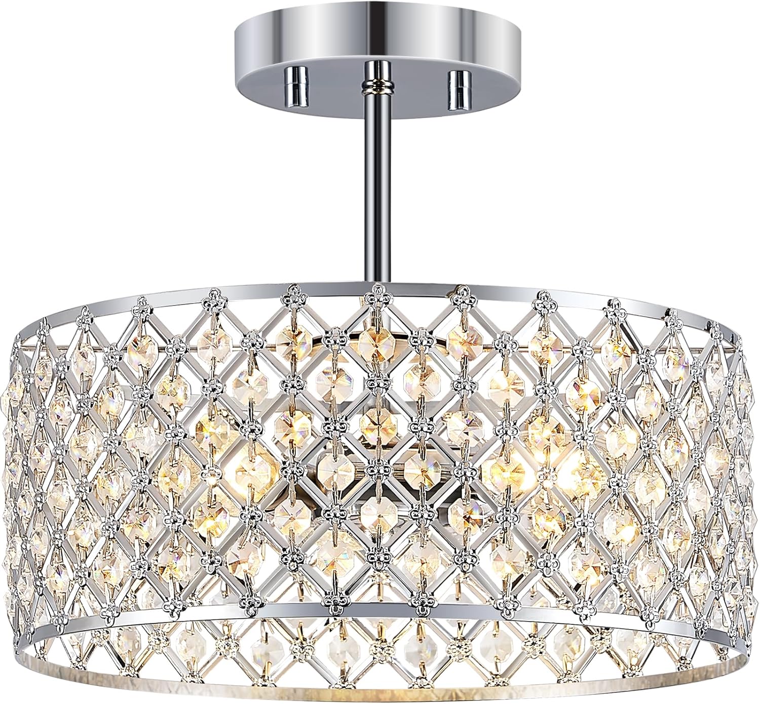 Chrome Crystal Ceiling Light Fixture for Modern Home Decor