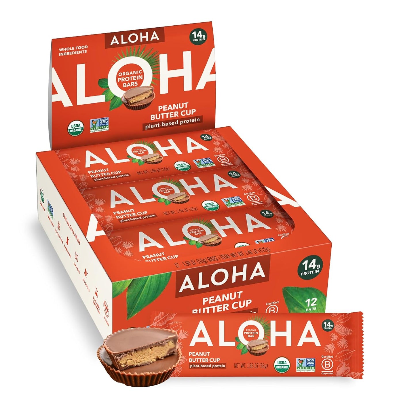 ALOHA Organic Plant Based Protein Bars - Peanut Butter Cup Delight