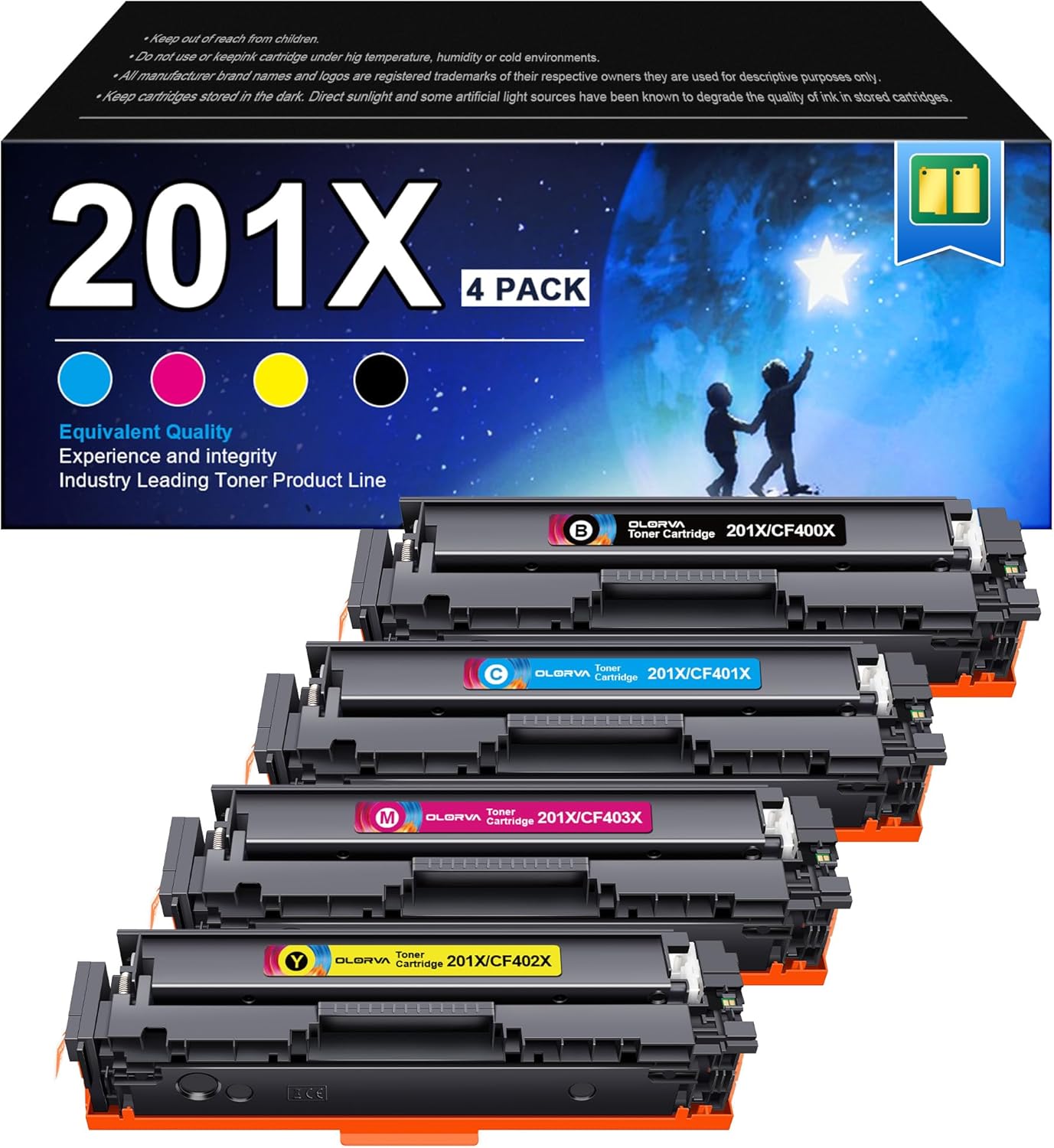 201X Toner Cartridges 4 Pack for HP Color Laserjet Printers