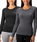 DEVOPS Women's 2 Pack Thermal Long Sleeve Shirts - Warm Lightweight