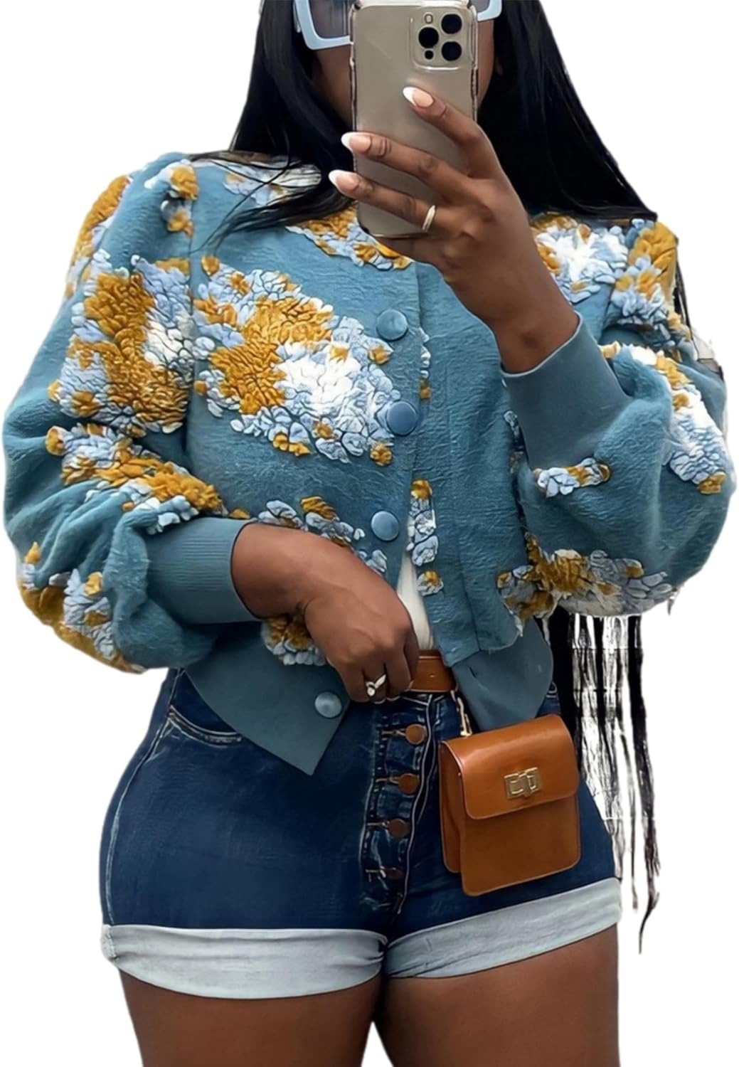 Aimiray Women's Cropped Floral Print Jacket for Stylish Looks