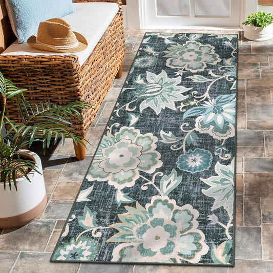 Beeiva Floral 2x5 Rug Runners for Hallways, Ultra Thin Design