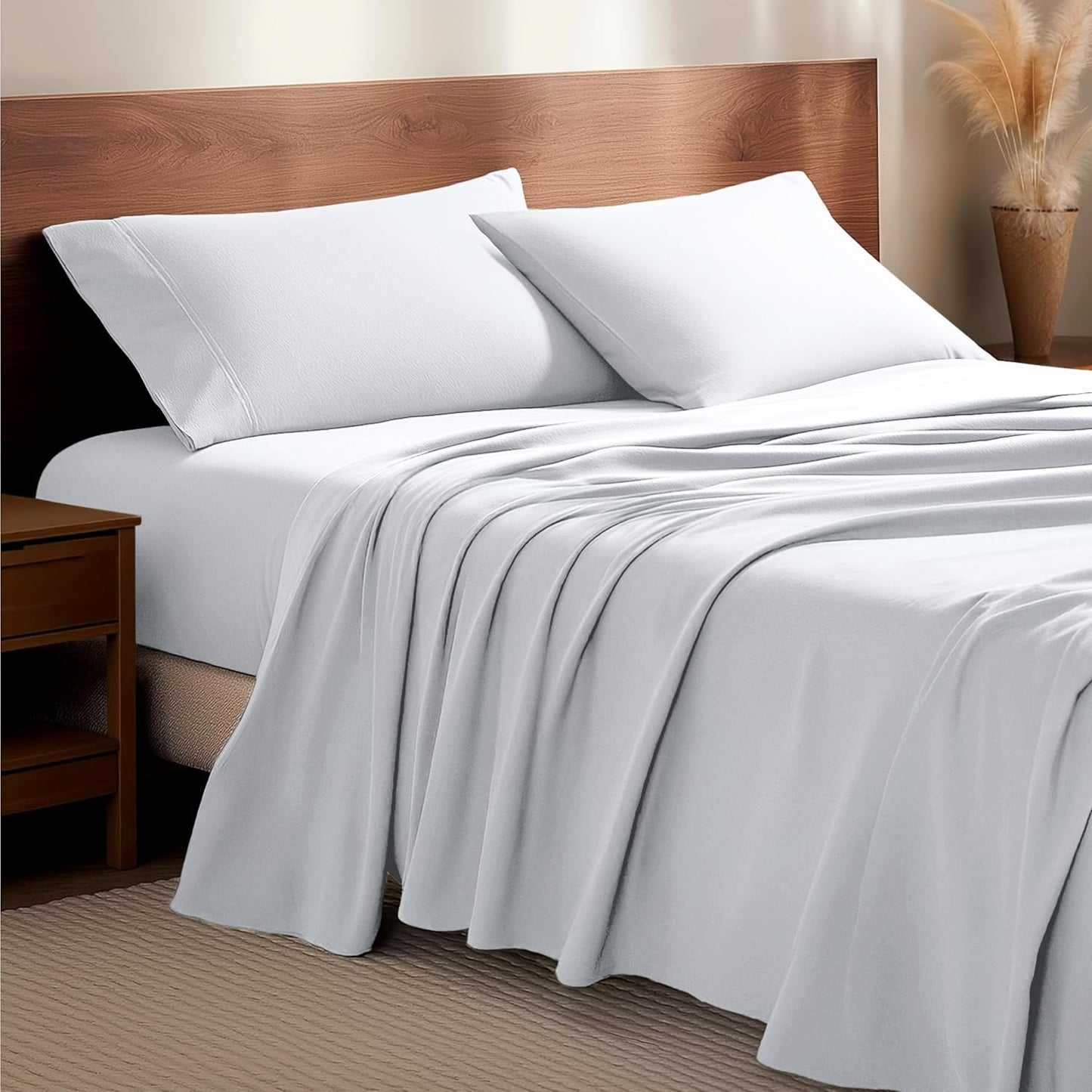 Bare Home Flannel Sheet Set - Soft Cotton Queen Size Sheets