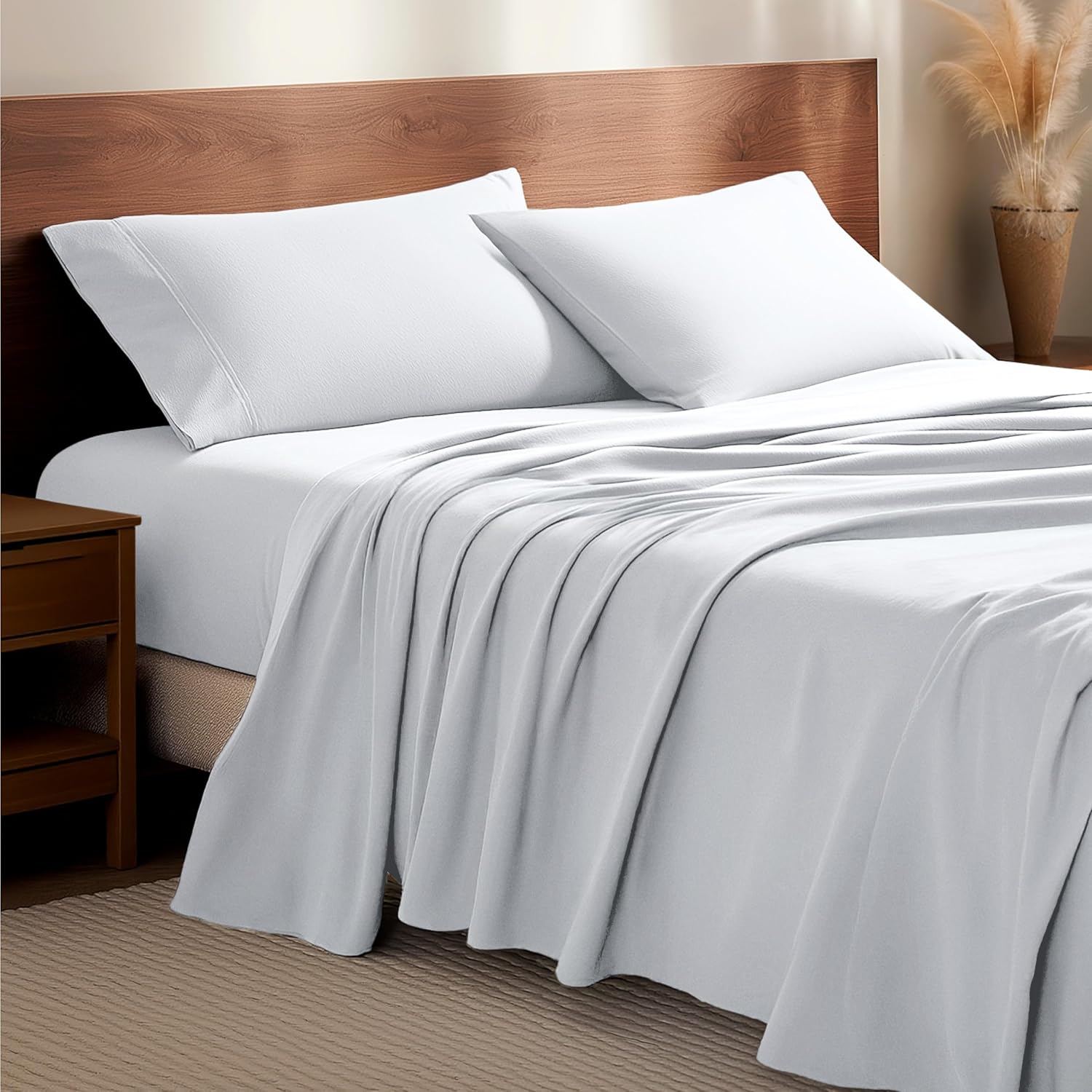 Bare Home Flannel Sheet Set - Soft Cotton Queen Size Sheets