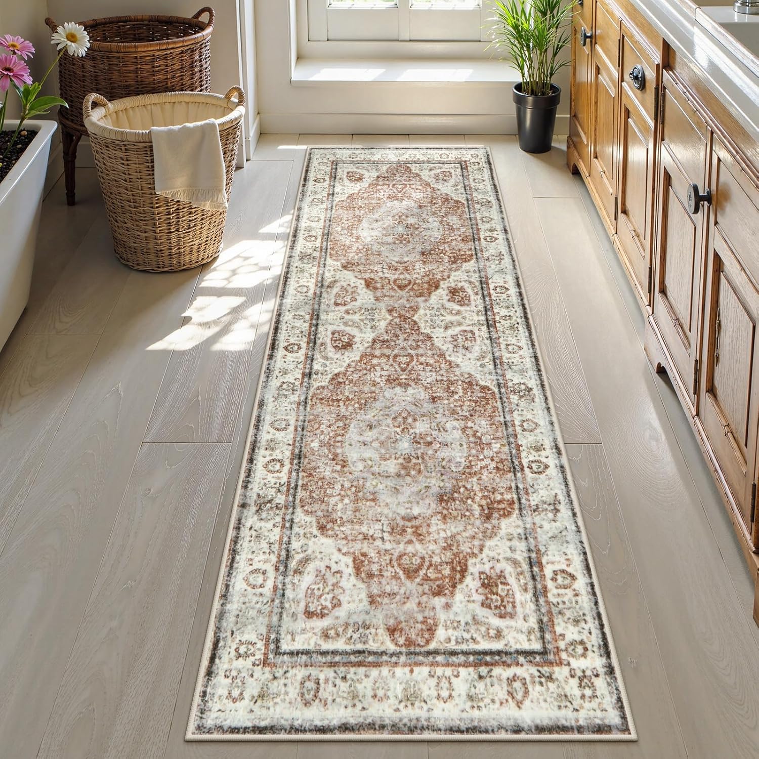 Uphome Bathroom Runner Rug - Distressed Tribal Farmhouse Mat