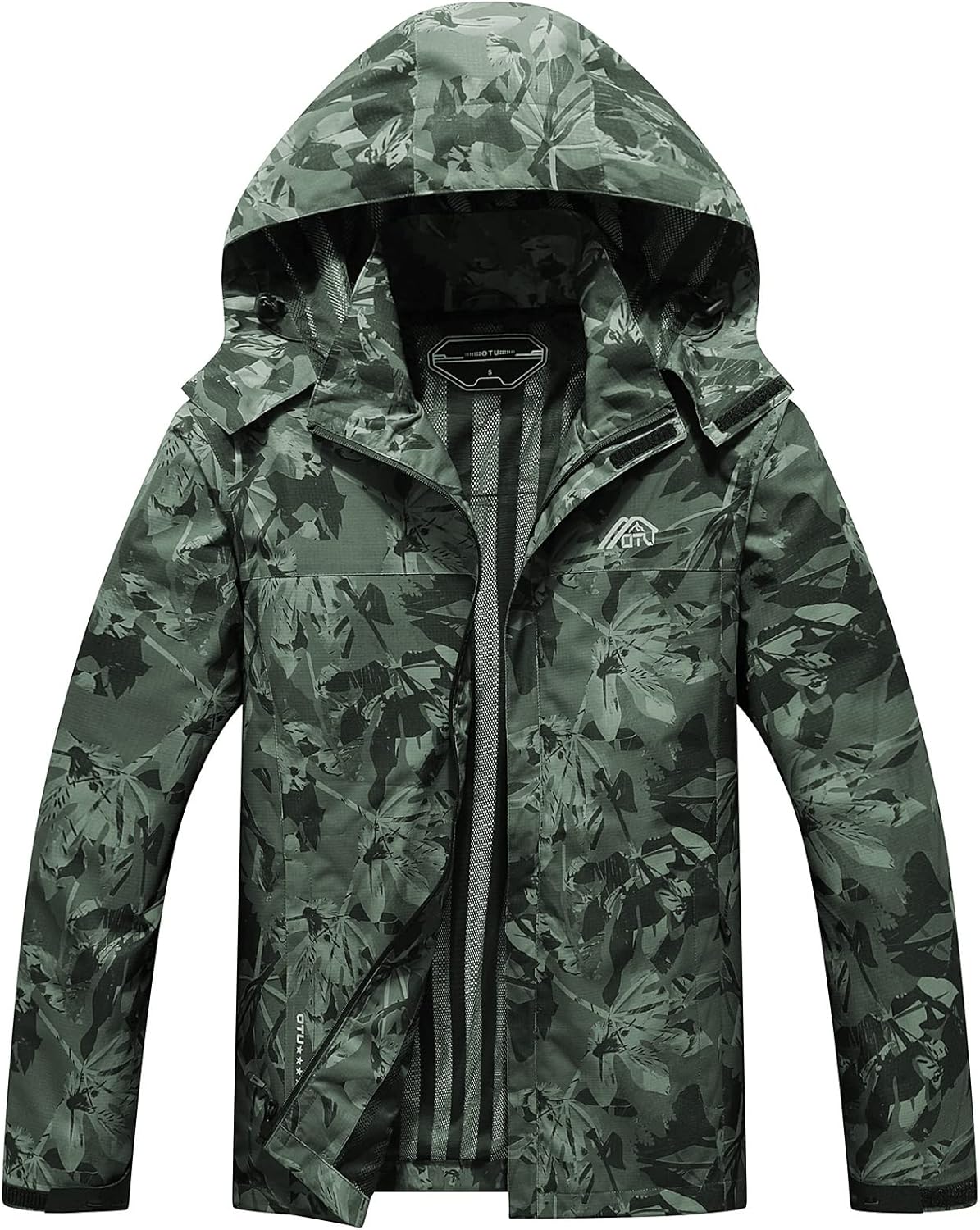 OTU Men's Lightweight Waterproof Hooded Rain Jacket for Hiking