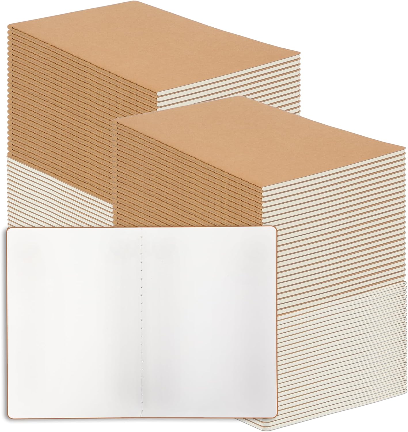 100 Pack Blank Kraft Notebooks for Students and Travelers