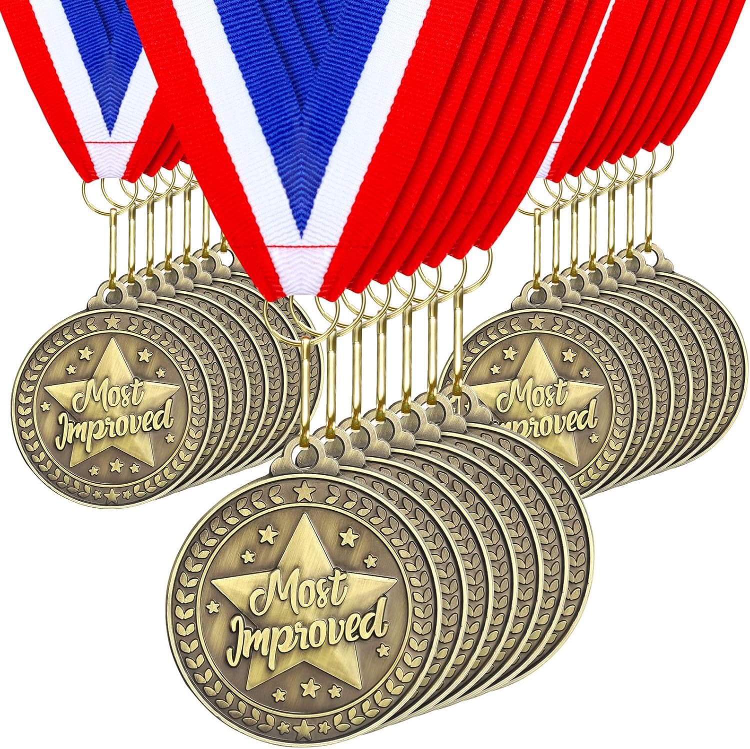 30 Pcs 2ft' Gold Winner Medals with Neck Ribbons for Awards
