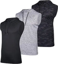Mens Dry-Fit Active Hooded Tank Top 3 Pack - Breathable Workout Tanks