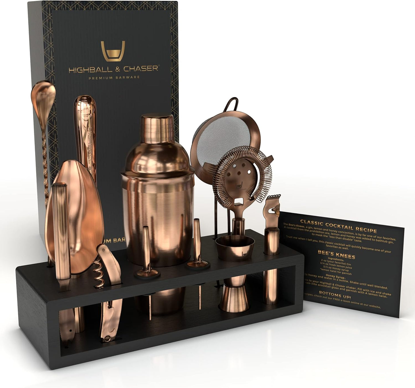 Cobbler Cocktail Shaker Set with Matte Copper Finish for Home Bar
