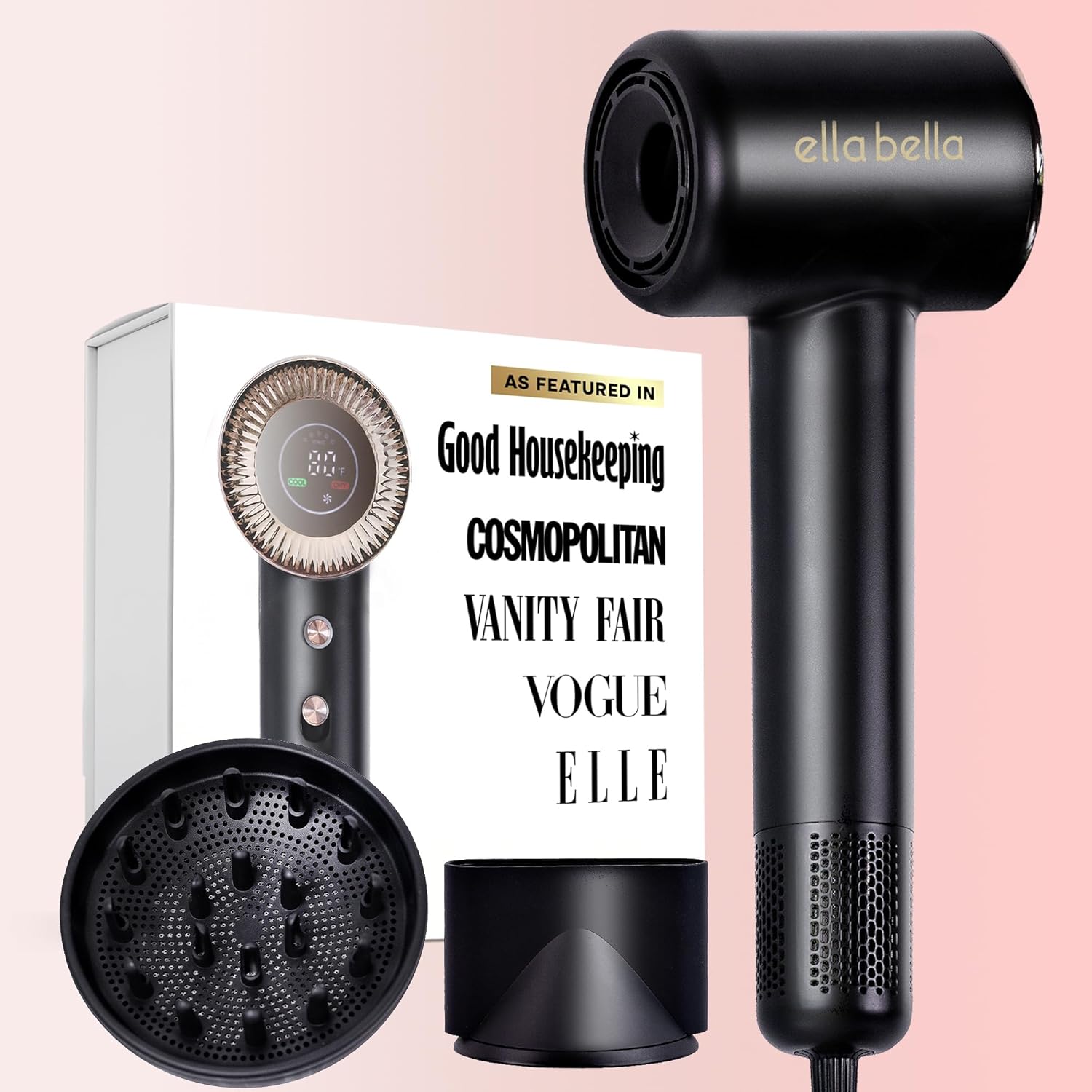 Compact Plasma Hair Dryer with Digital Display for All Hair Types