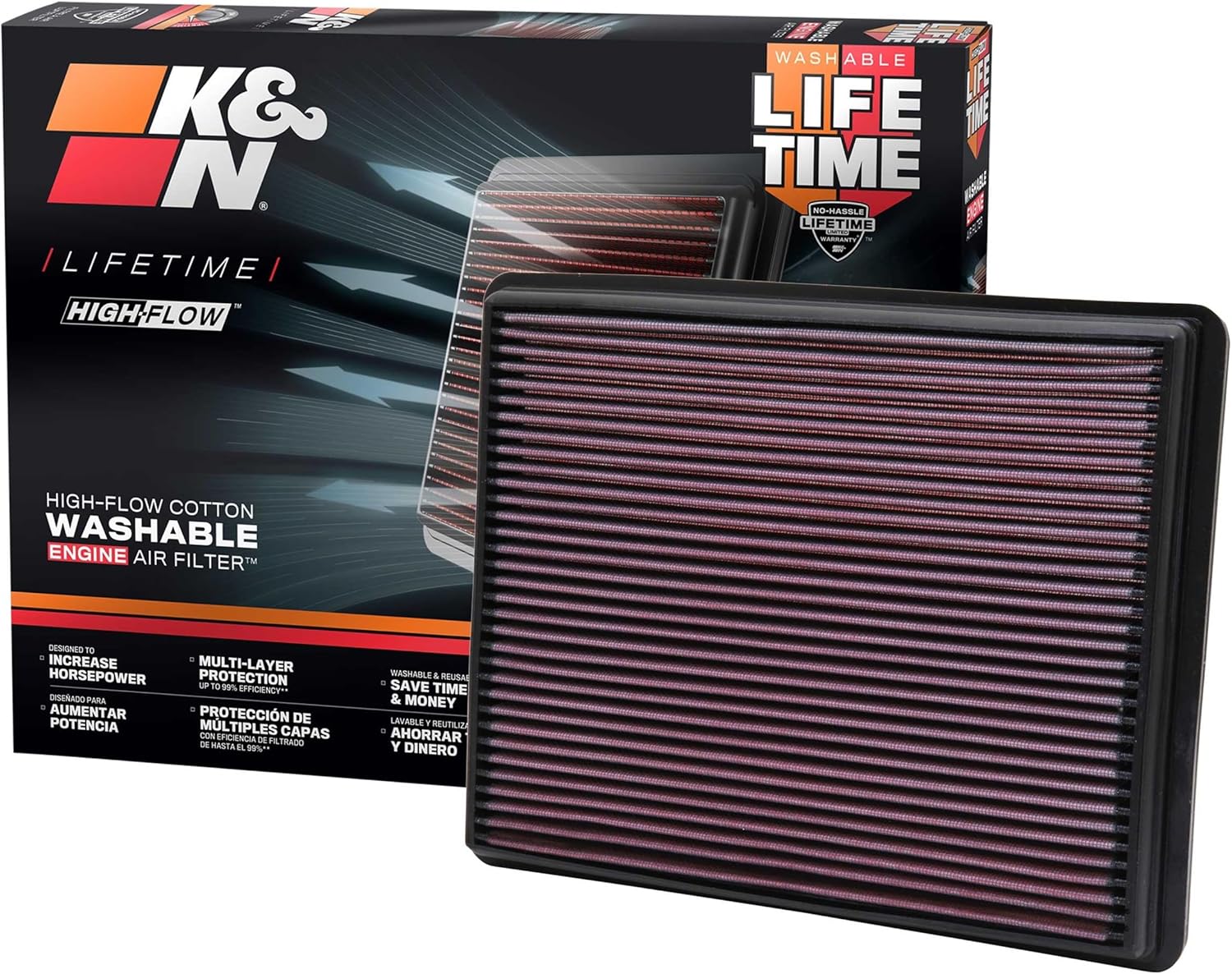 K&N High-Flow Engine Air Filter for Cadillac and Chevrolet Models