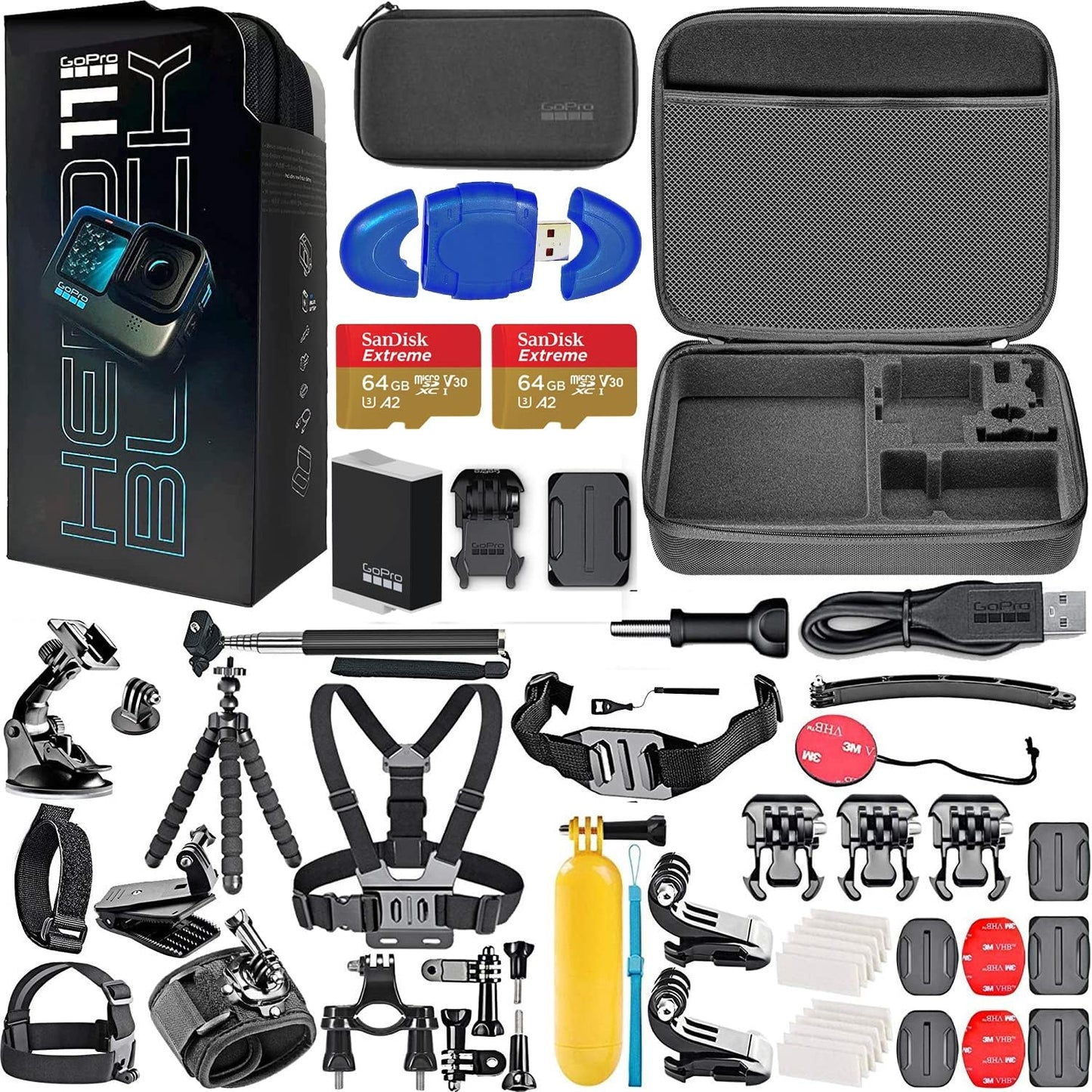 GoPro HERO11 Black Waterproof Action Camera Bundle with 59 Items