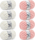 Chunky Yarn for Hand Knitting Cream & Pink - 8 Skein Set