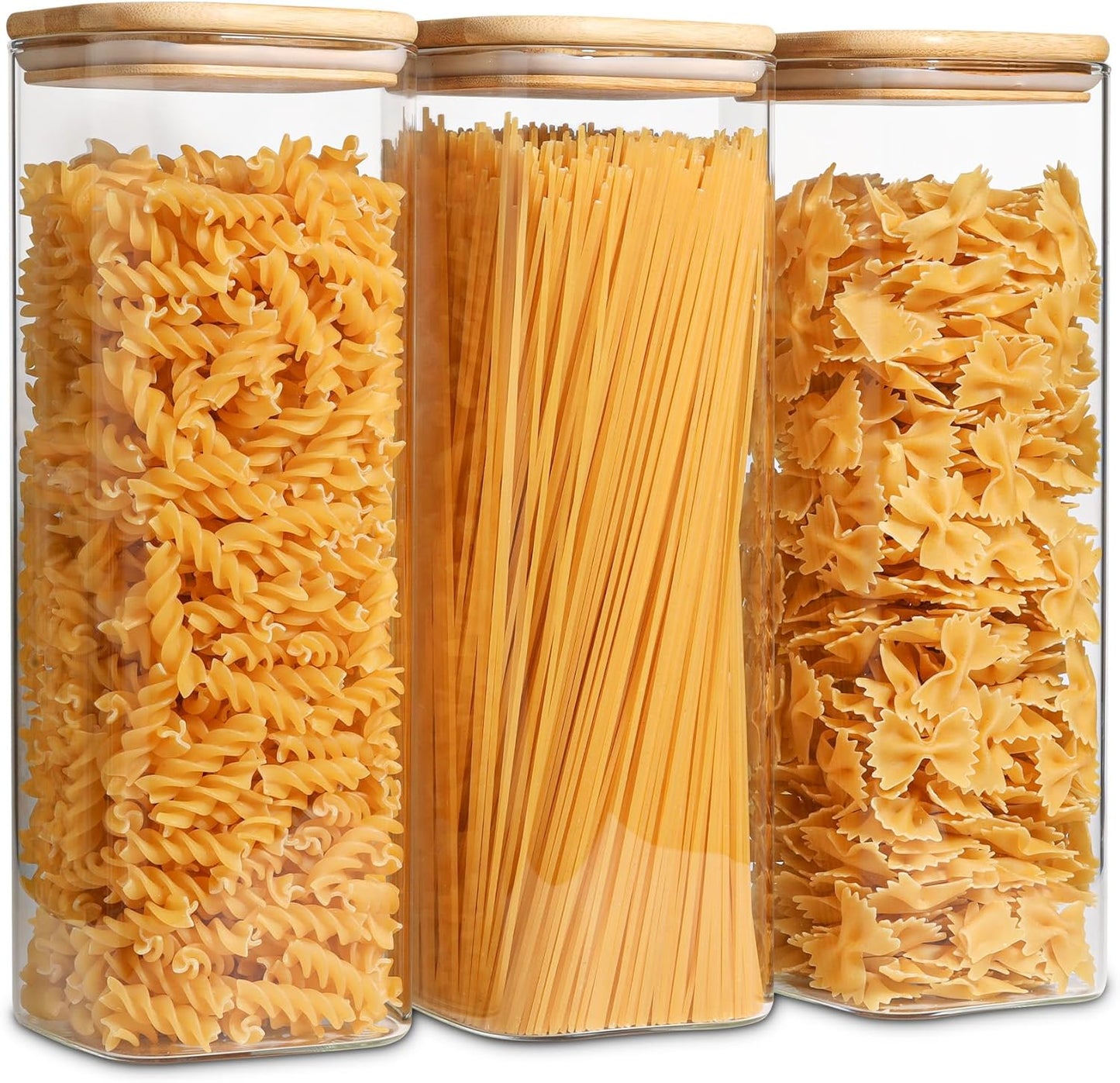 ComSaf Glass Spaghetti Storage Containers Set of 3 for Food