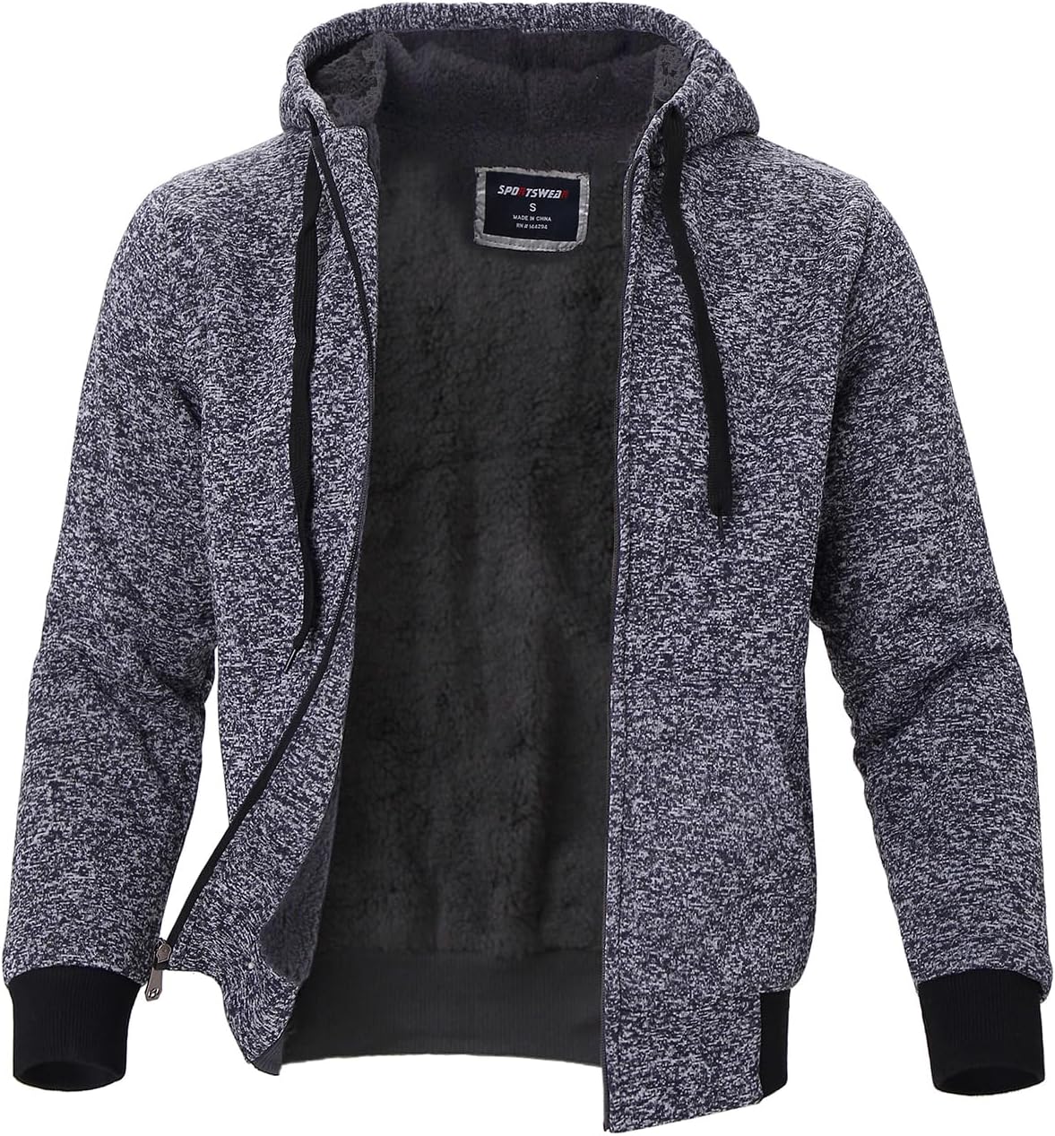 Facitisu Flannel Hoodies for Men Sherpa Lined Heavy Fleece