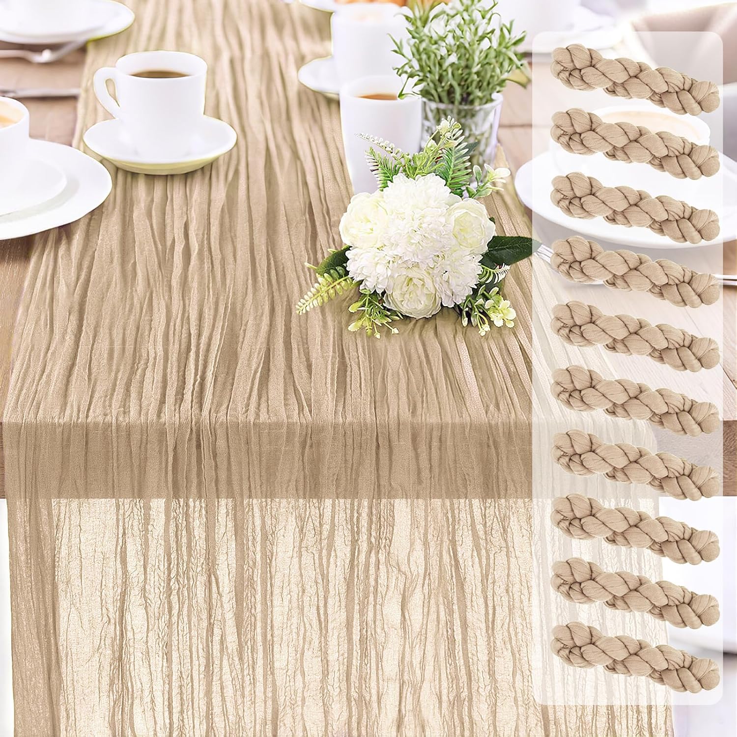 Cheesecloth Table Runner 10FT - Perfect for Rustic Decor