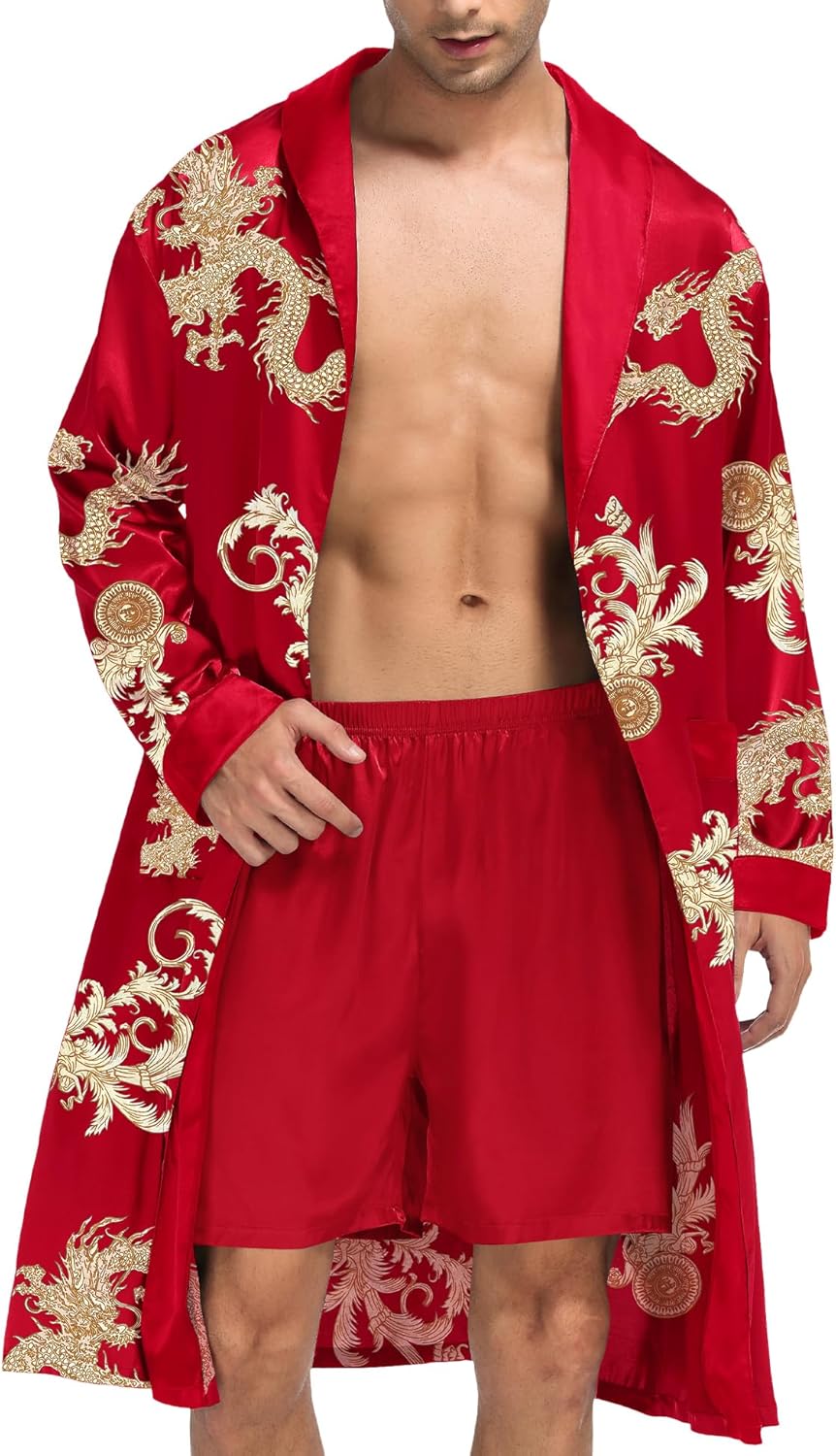 Men's Satin Robe with Shorts Set for Ultimate Comfort and Style